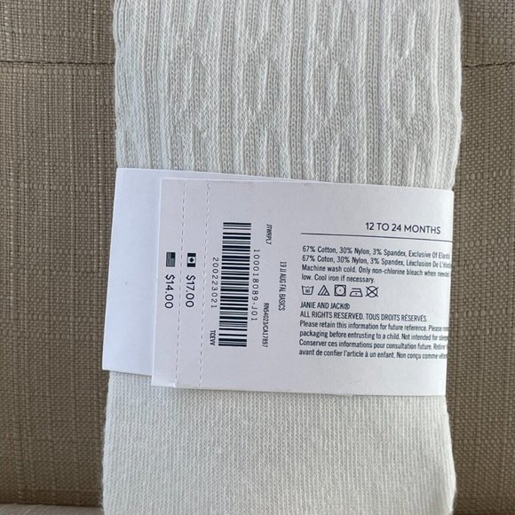 Janie and Jack Ivory Cream Cable Tights Holidays Girl New NWT - Picture 4 of 7